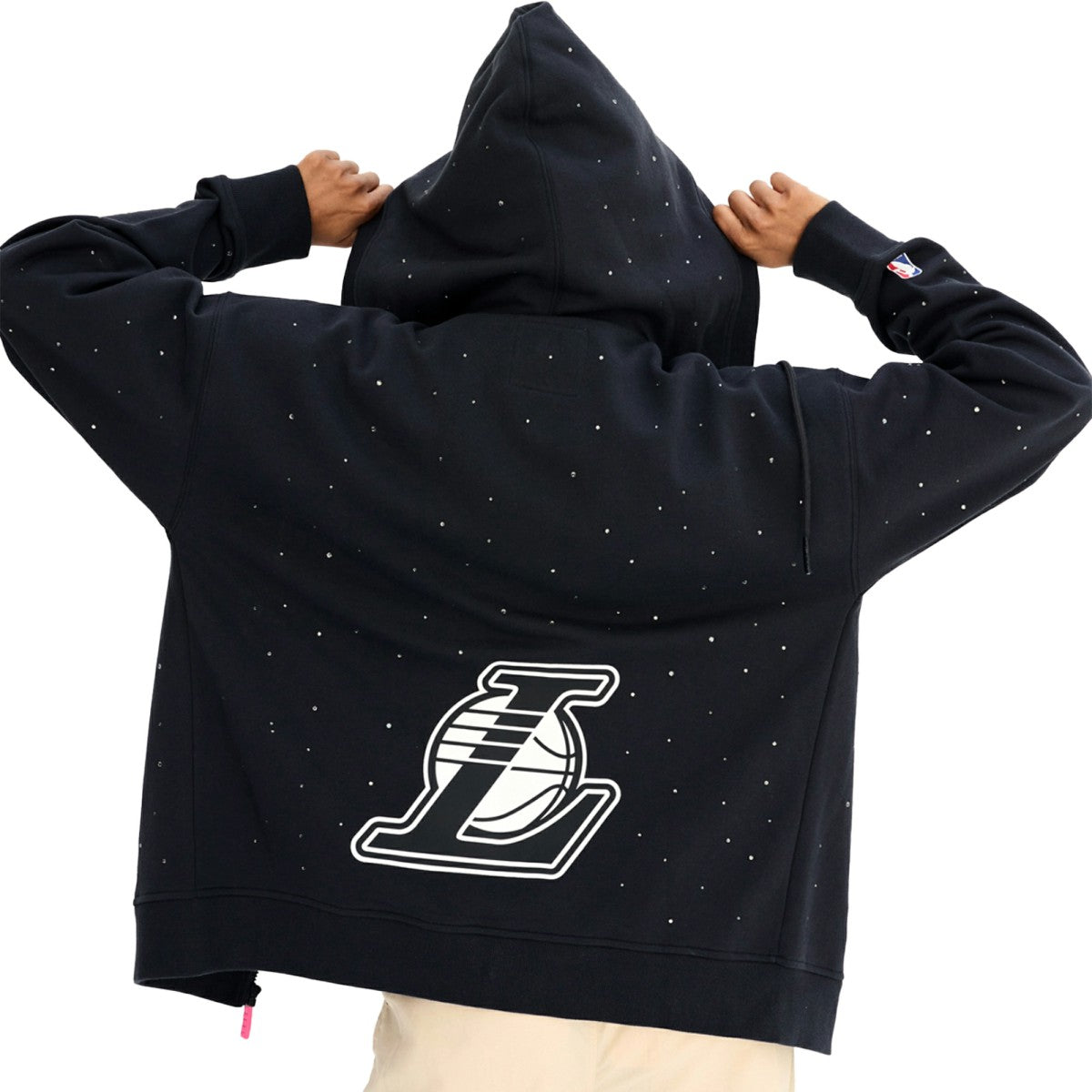 Los Angeles Lakers Terez Women's Oversized Allover Gemstone Full-Zip Hoodie Black