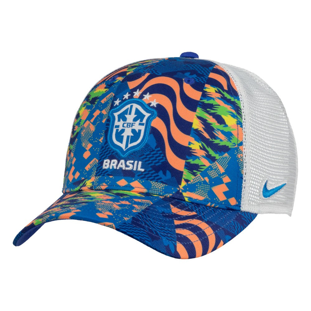 Nike - Brazil National Team Unisex Rise Printed Trucker Adjustable Hat - Blue