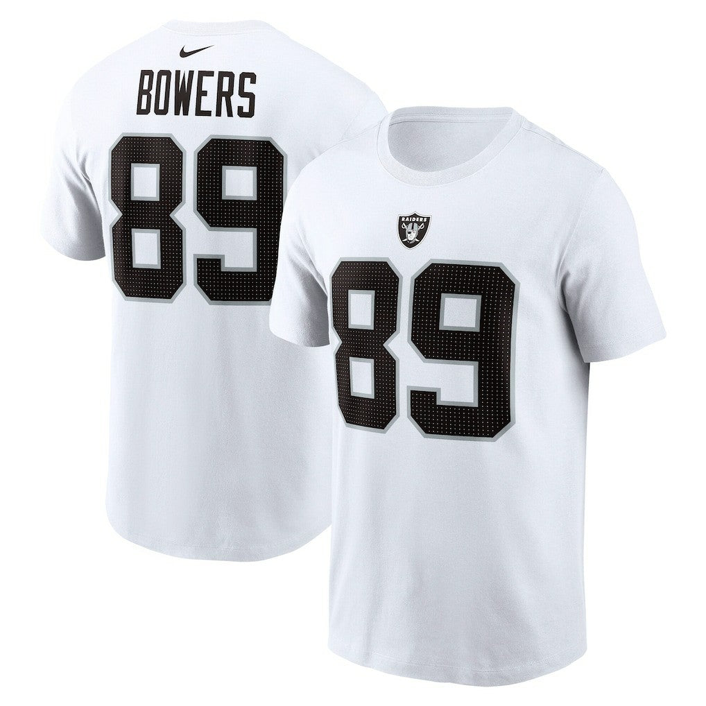 Brock Bowers Las Vegas Raiders Name & Number T-Shirt - White - Nike