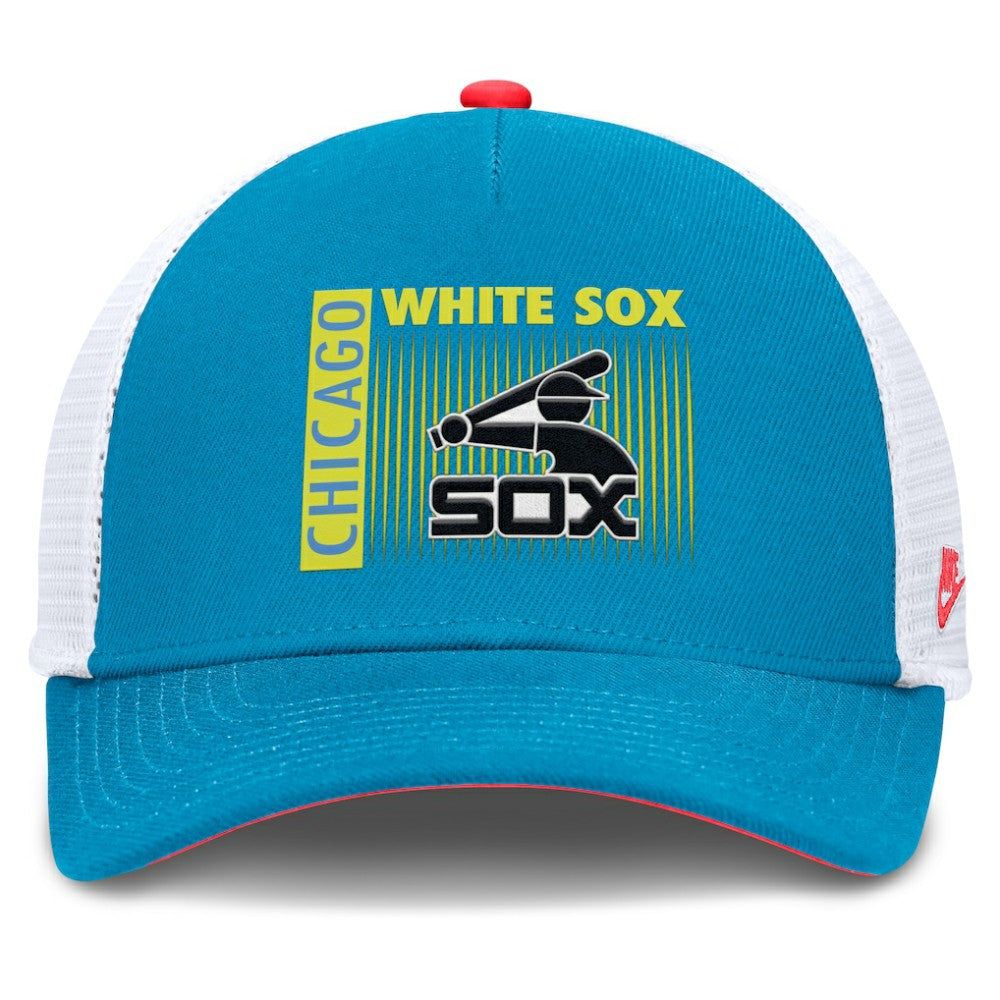 Chicago White Sox Nike Neon 90s Rise Structured Performance Adjustable Trucker Hat Sale
