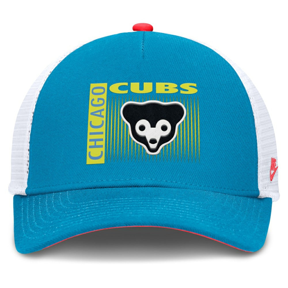Chicago Cubs Nike Neon 90s Rise Structured Performance Adjustable Trucker Hat for sale