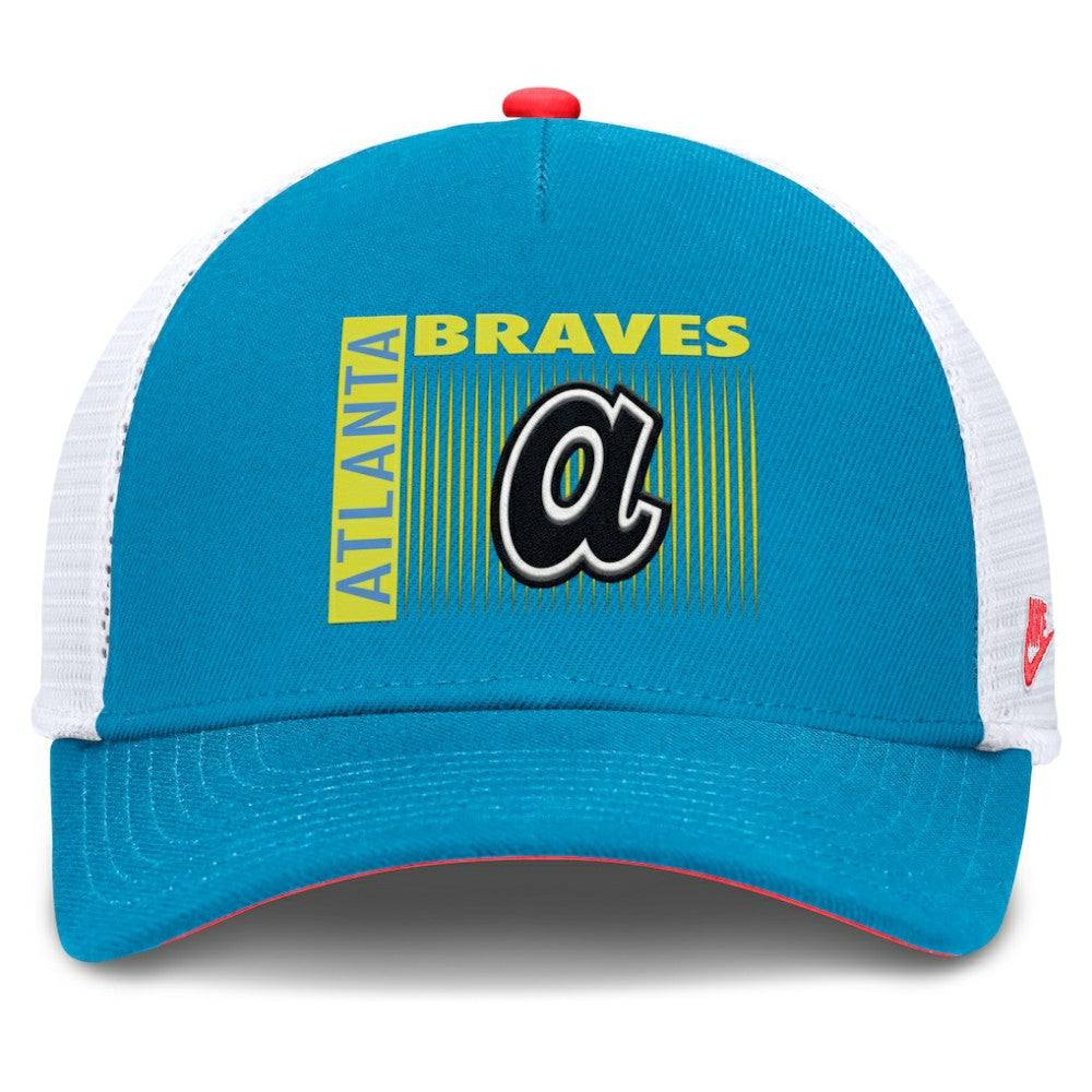 Atlanta Braves Nike Neon 90s Rise Structured Performance Adjustable Trucker Hat Near Me