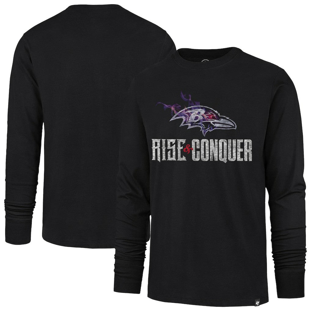 Baltimore Ravens '47 Rise and Conquer Franklin Long Sleeve T-Shirt - Black - 47 brand