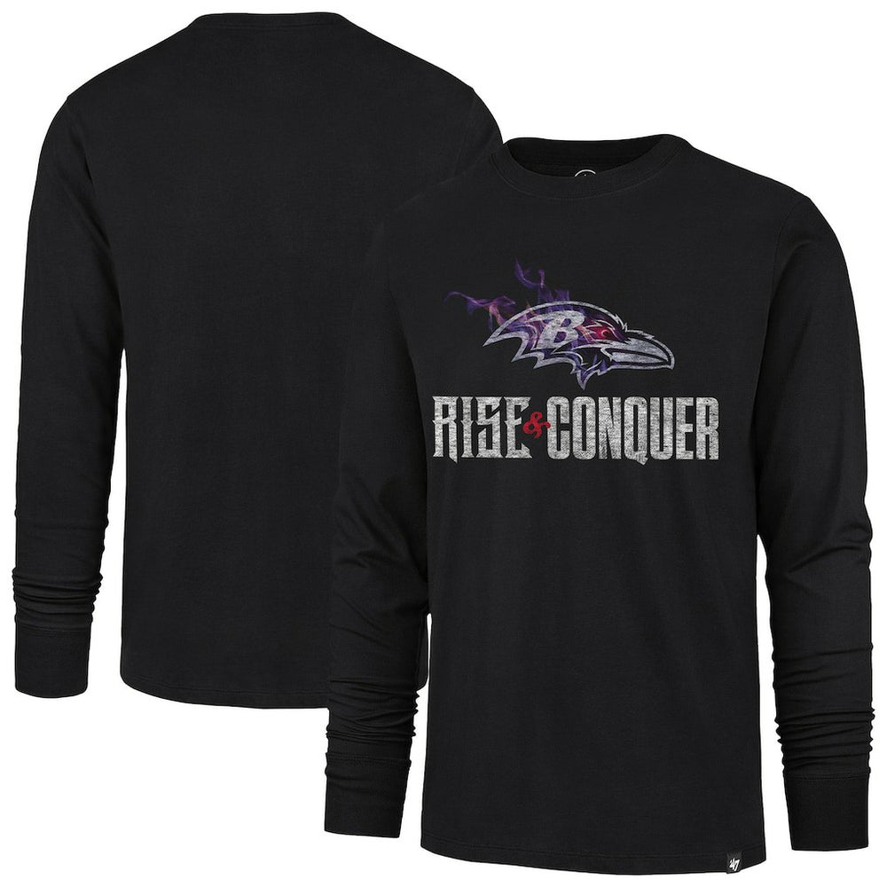 Baltimore Ravens '47 Rise and Conquer Franklin Long Sleeve T-Shirt - Black - 47 brand
