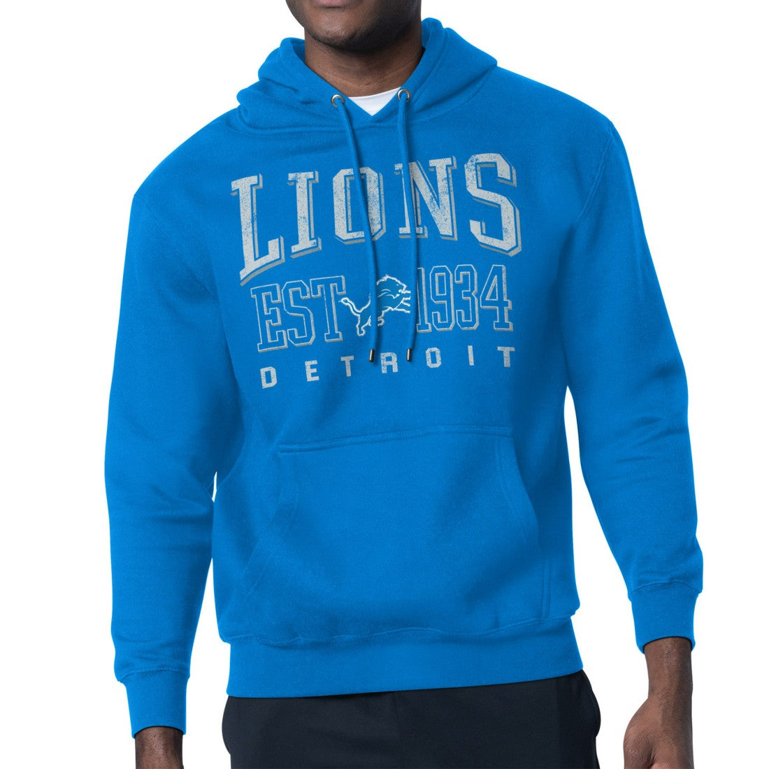 Detroit Lions Starter Retro Team Logo Pullover Hoodie - Blue - NFL