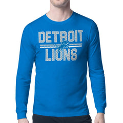 Detroit Lions Starter Mesh Look Retro Team Logo Long Sleeve T-Shirt - Blue - NFL