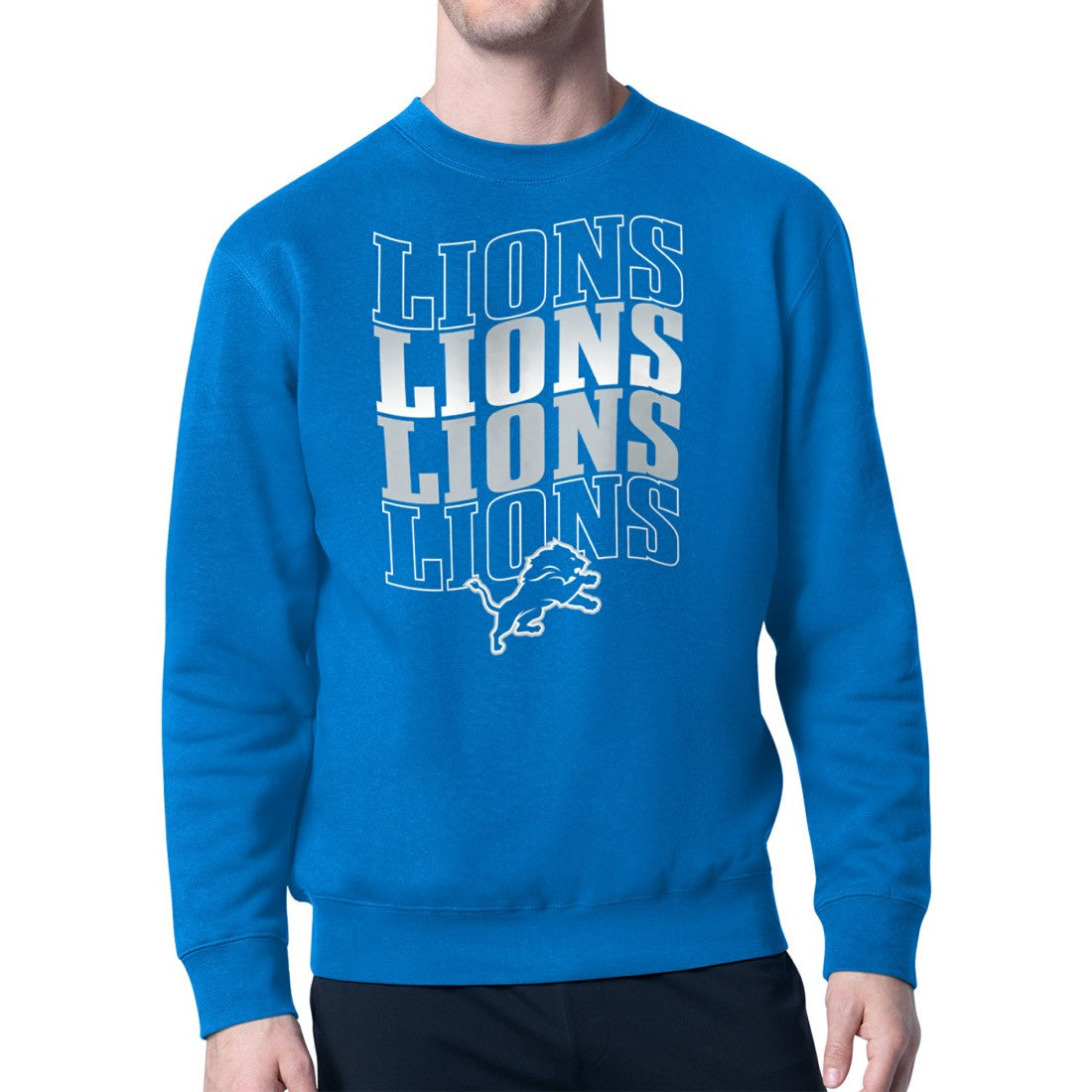 Detroit Lions Starter Four Team Name Logo Pullover Hoodie - Blue - NFL