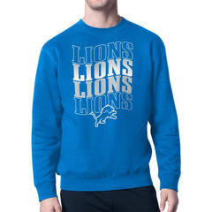 Detroit Lions Starter Four Team Name Logo Pullover Hoodie - Blue - NFL