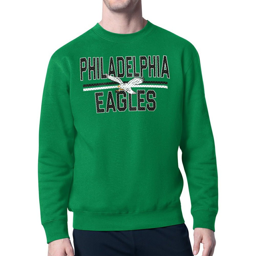 Philadelphia Eagles Starter Mesh Look Retro Logo Pullover Sweatshirt - Kelly Green - NFL