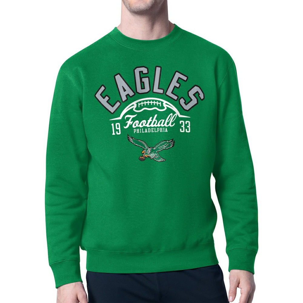 Philadelphia Eagles Starter Team Retro Logo Fleece Tri-Blend Pullover Sweatshirt - Kelly Green - NFL