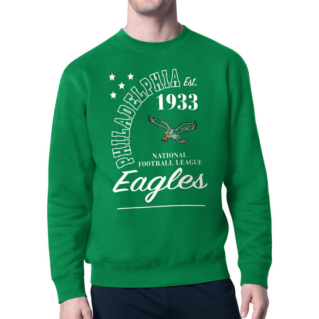 Philadelphia Eagles Starter Team Retro Logo Fleece Tri-Blend Pullover Sweatshirt - Kelly Green - NFL