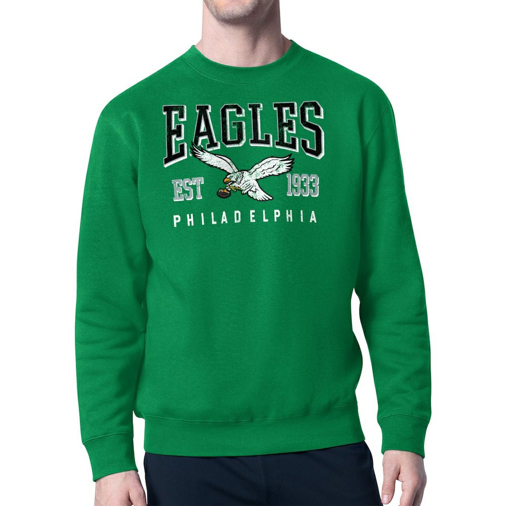 Philadelphia Eagles Starter Team Retro Logo Fleece Tri-Blend Pullover Sweatshirt - Kelly Green - NFL