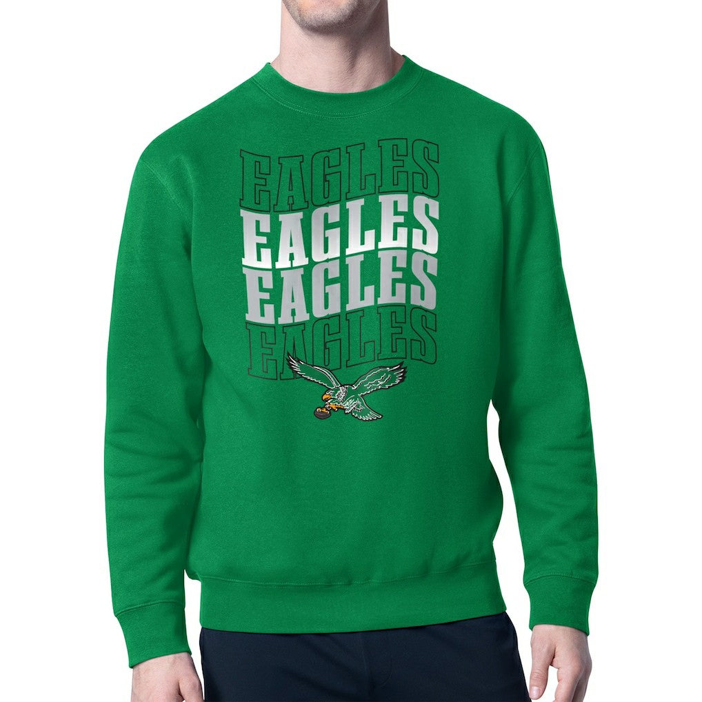 Philadelphia Eagles Starter Team Retro Logo Fleece Tri-Blend Pullover Sweatshirt - Kelly Green - NFL