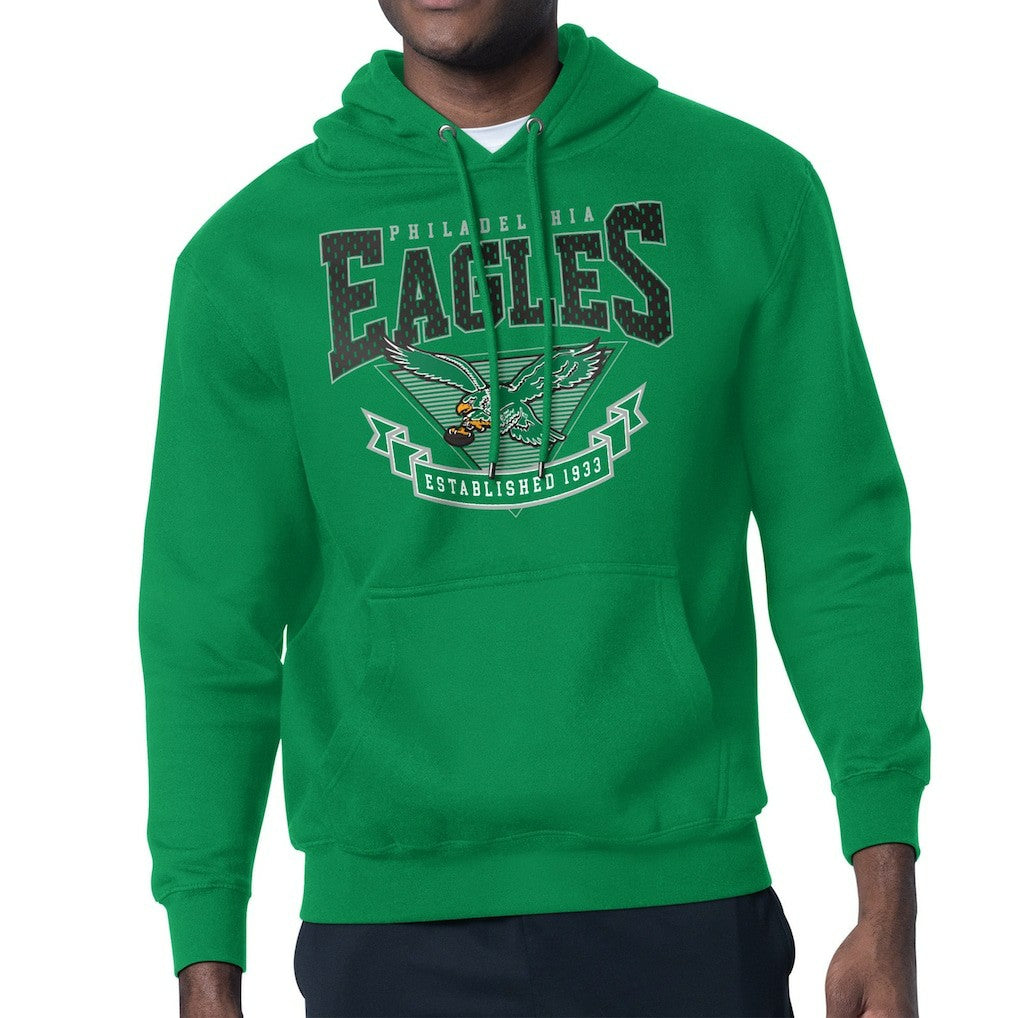 Philadelphia Eagles Starter Team Retro Logo Fleece Tri-Blend Pullover Hoodie - Kelly Green - NFL