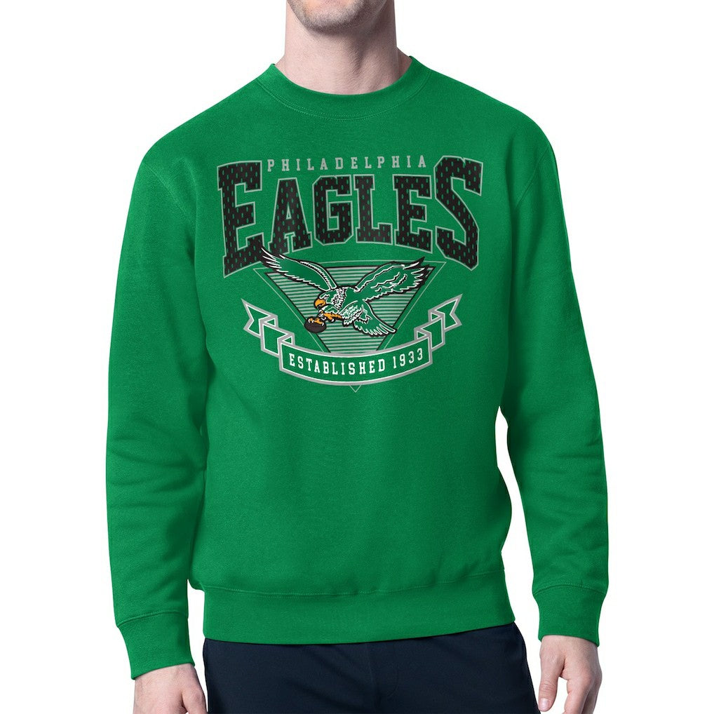 Philadelphia Eagles Starter Team Retro Logo Fleece Tri-Blend Pullover Hoodie - Kelly Green - NFL