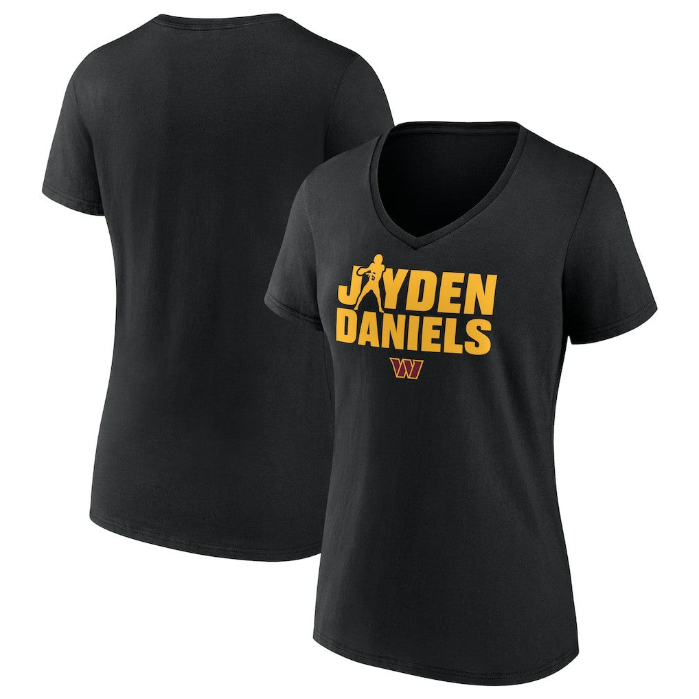 Jayden Daniels Washington Commanders Women's Play Motion T-Shirt - Black - NFL