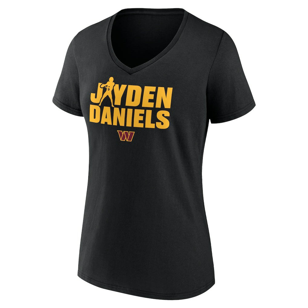 Jayden Daniels Washington Commanders Women's Play Motion T-Shirt - Black - NFL