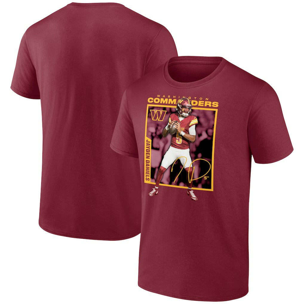 Jayden Daniels Washington Commanders Player Frame T-Shirt - Burgundy - NFL