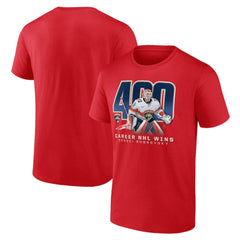 Sergei Bobrovsky Florida Panthers 400 Career Wins T-Shirt - Red | NHL sale
