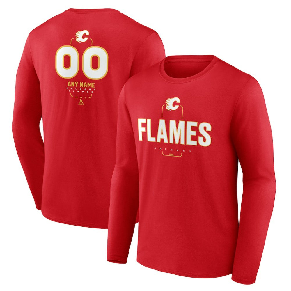 Calgary Flames Personalized Name & Number Midfielder Long Sleeve T-Shirt - Red | NHL discount
