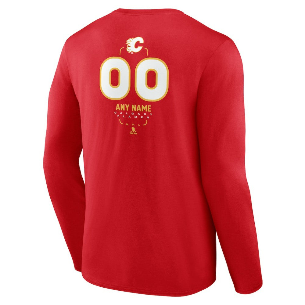 Calgary Flames Personalized Name & Number Midfielder Long Sleeve T-Shirt - Red | NHL discount