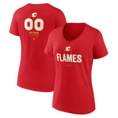 Calgary Flames Women's Personalized Name & Number Midfielder V-Neck T-Shirt - Red | NHL near me