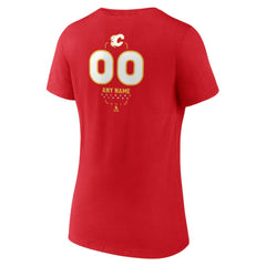 Calgary Flames Women's Personalized Name & Number Midfielder V-Neck T-Shirt - Red | NHL near me