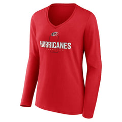 Carolina Hurricanes Women's Personalized Name & Number Midfielder Long Sleeve V-Neck T-Shirt - Red | NHL Clearance