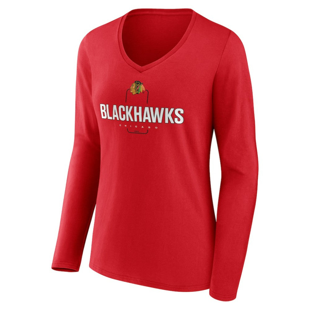 Chicago Blackhawks Women's Personalized Name & Number Midfielder Long Sleeve V-Neck T-Shirt - Red | NHL sale