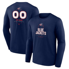 Columbus Blue Jackets Personalized Name & Number Midfielder Long Sleeve T-Shirt - Navy | NHL on sale