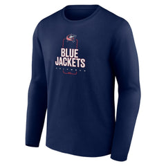 Columbus Blue Jackets Personalized Name & Number Midfielder Long Sleeve T-Shirt - Navy | NHL on sale