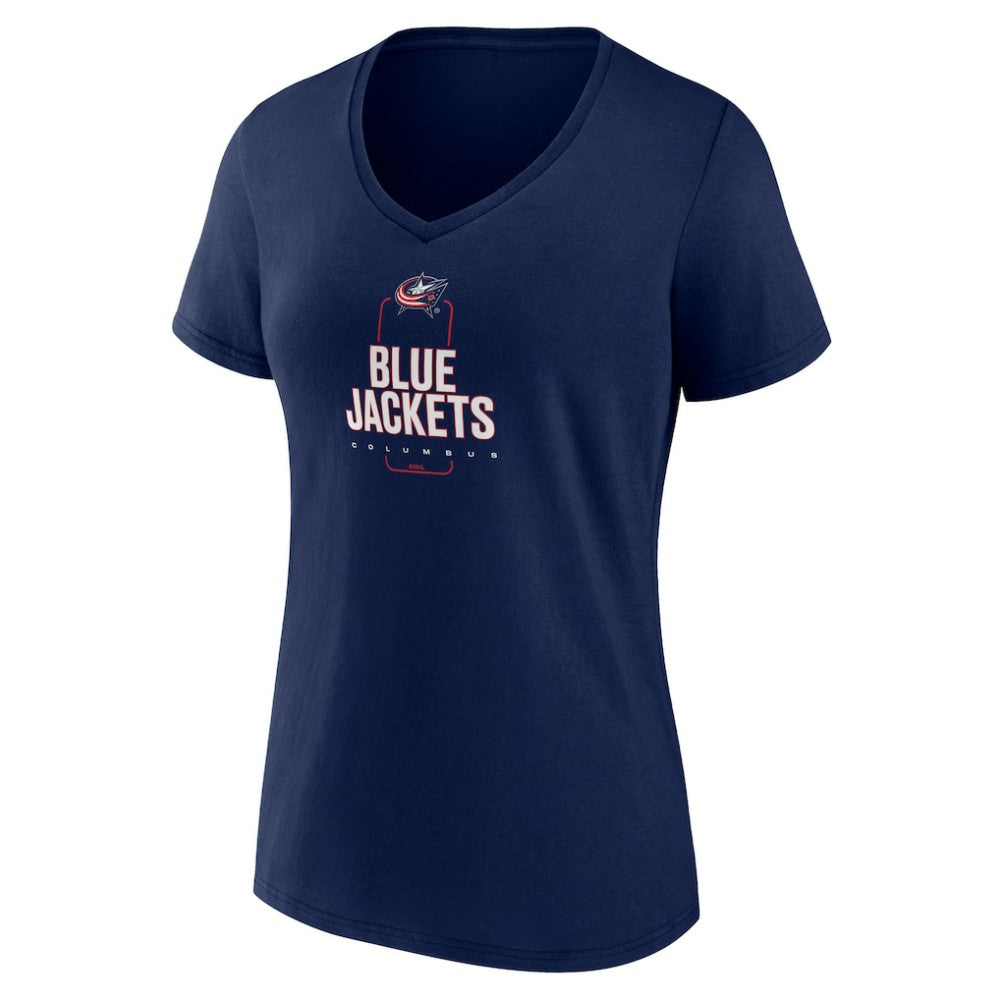 Columbus Blue Jackets Women's Personalized Name & Number Midfielder V-Neck T-Shirt - Navy | NHL on sale