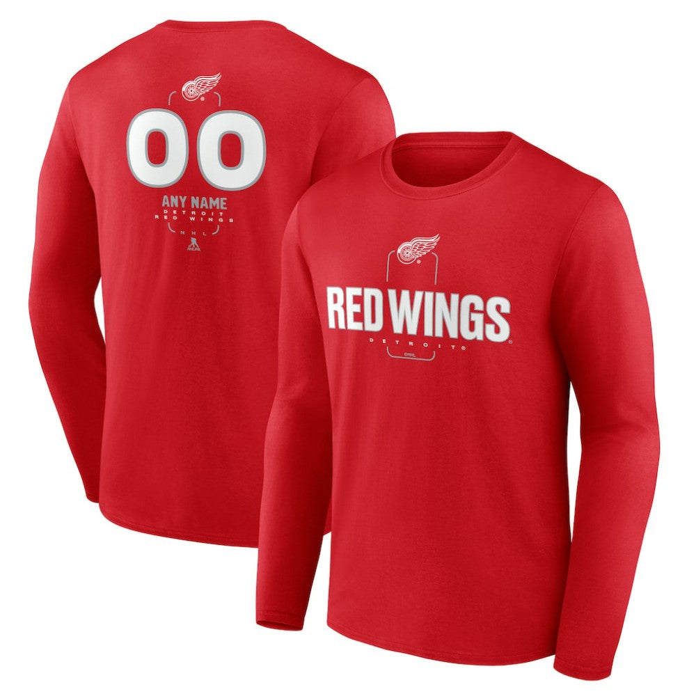 Detroit Red Wings Personalized Name & Number Midfielder Long Sleeve T-Shirt - Red | NHL near me