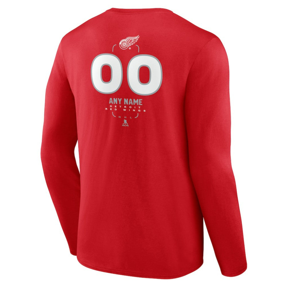 Detroit Red Wings Personalized Name & Number Midfielder Long Sleeve T-Shirt - Red | NHL near me