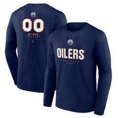 Edmonton Oilers Personalized Name & Number Midfielder Long Sleeve T-Shirt - Navy | NHL near me