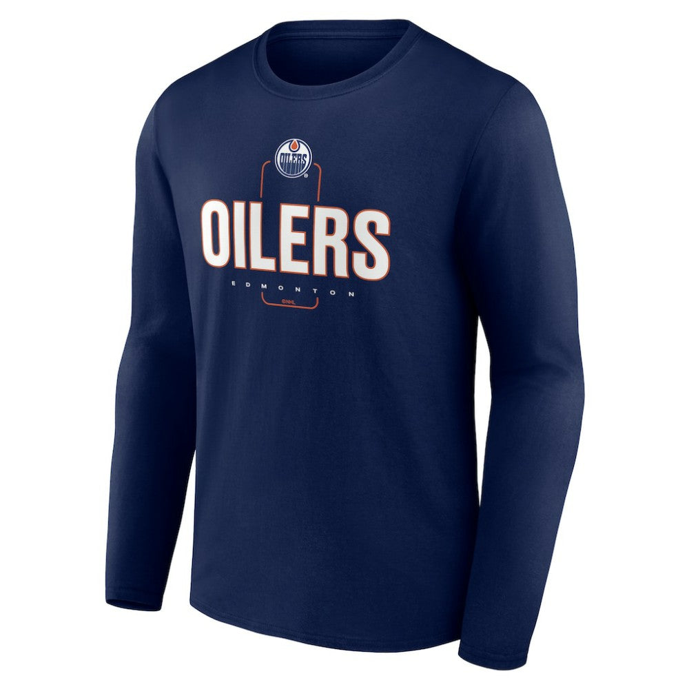 Edmonton Oilers Personalized Name & Number Midfielder Long Sleeve T-Shirt - Navy | NHL near me