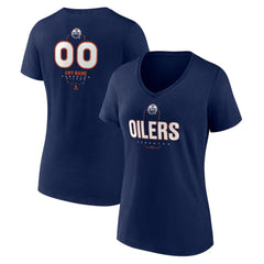 Edmonton Oilers Women's Personalized Name & Number Midfielder V-Neck T-Shirt - Navy | NHL online