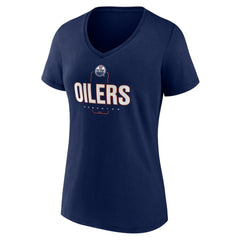 Edmonton Oilers Women's Personalized Name & Number Midfielder V-Neck T-Shirt - Navy | NHL online