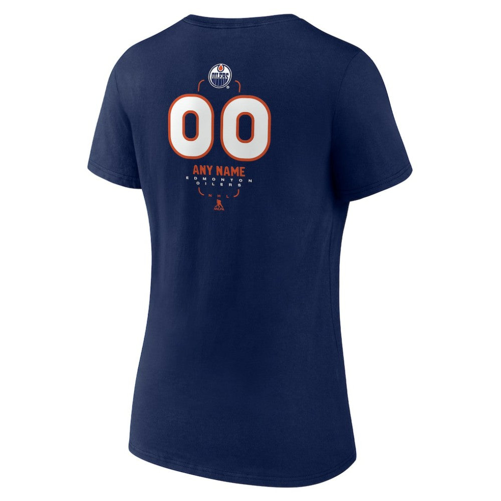 Edmonton Oilers Women's Personalized Name & Number Midfielder V-Neck T-Shirt - Navy | NHL online
