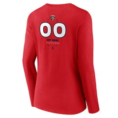 Florida Panthers Women's Personalized Name & Number Midfielder Long Sleeve V-Neck T-Shirt - Red | NHL on sale