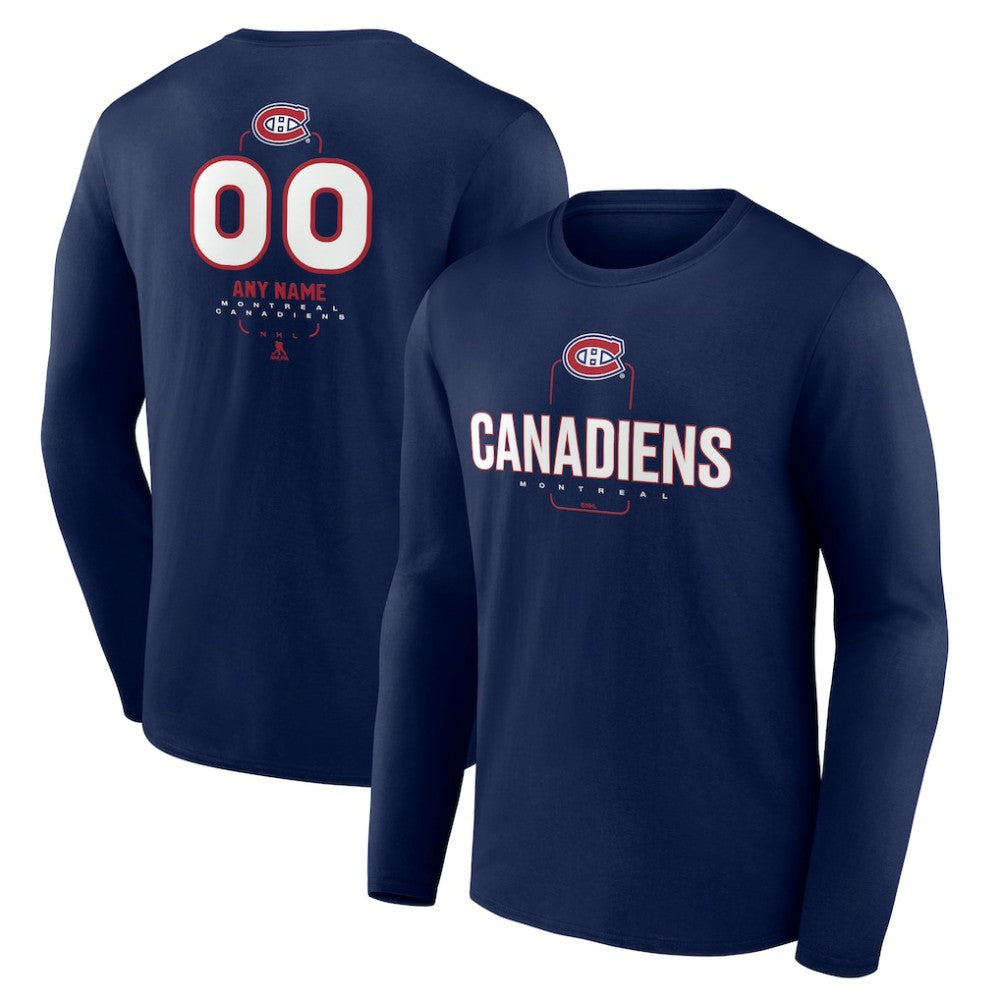 Montreal Canadiens Personalized Name & Number Midfielder Long Sleeve T-Shirt - Navy | NHL near me