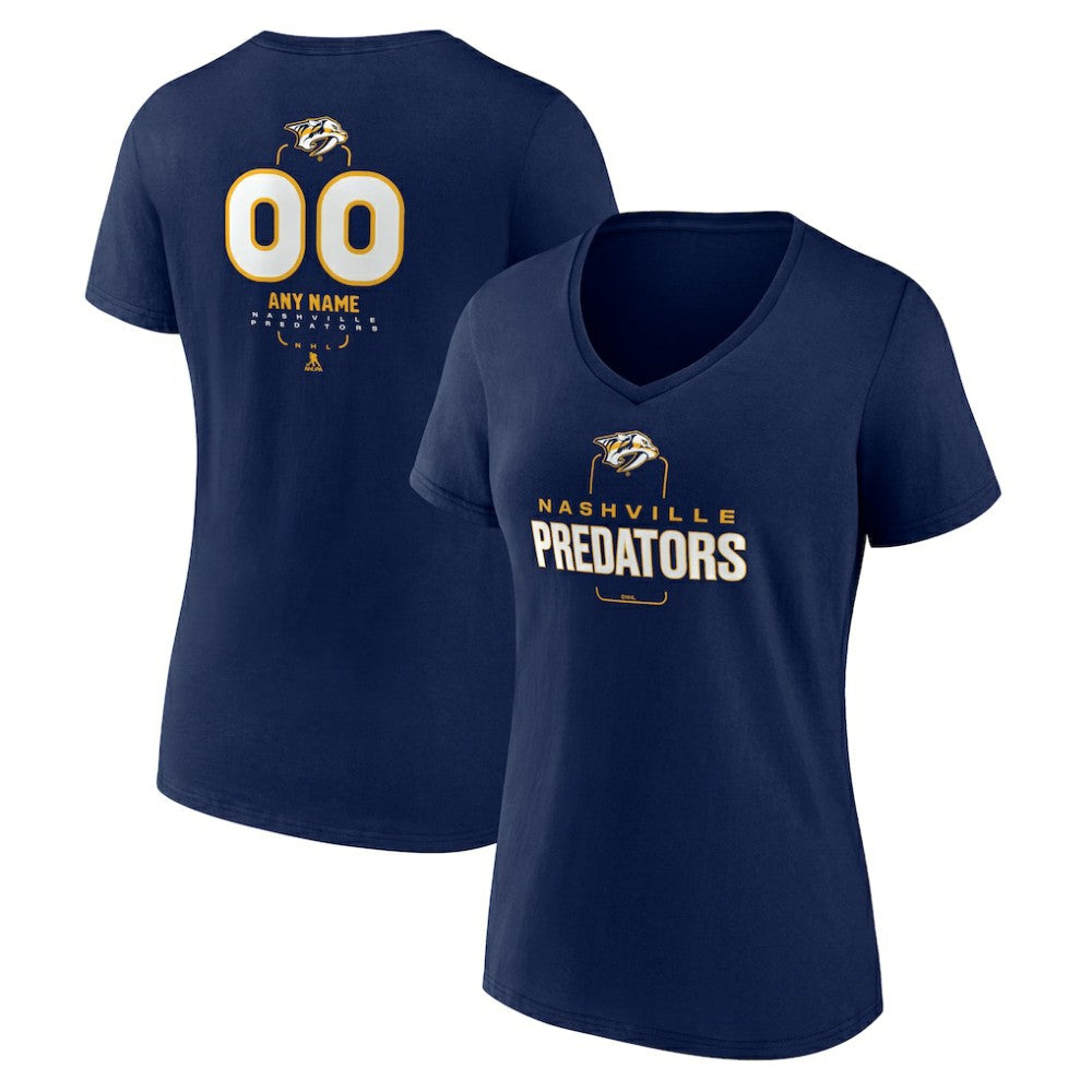 Nashville Predators Women's Personalized Name & Number Midfielder V-Neck T-Shirt - Navy | NHL sale