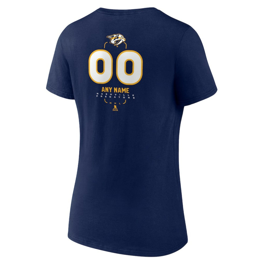Nashville Predators Women's Personalized Name & Number Midfielder V-Neck T-Shirt - Navy | NHL sale
