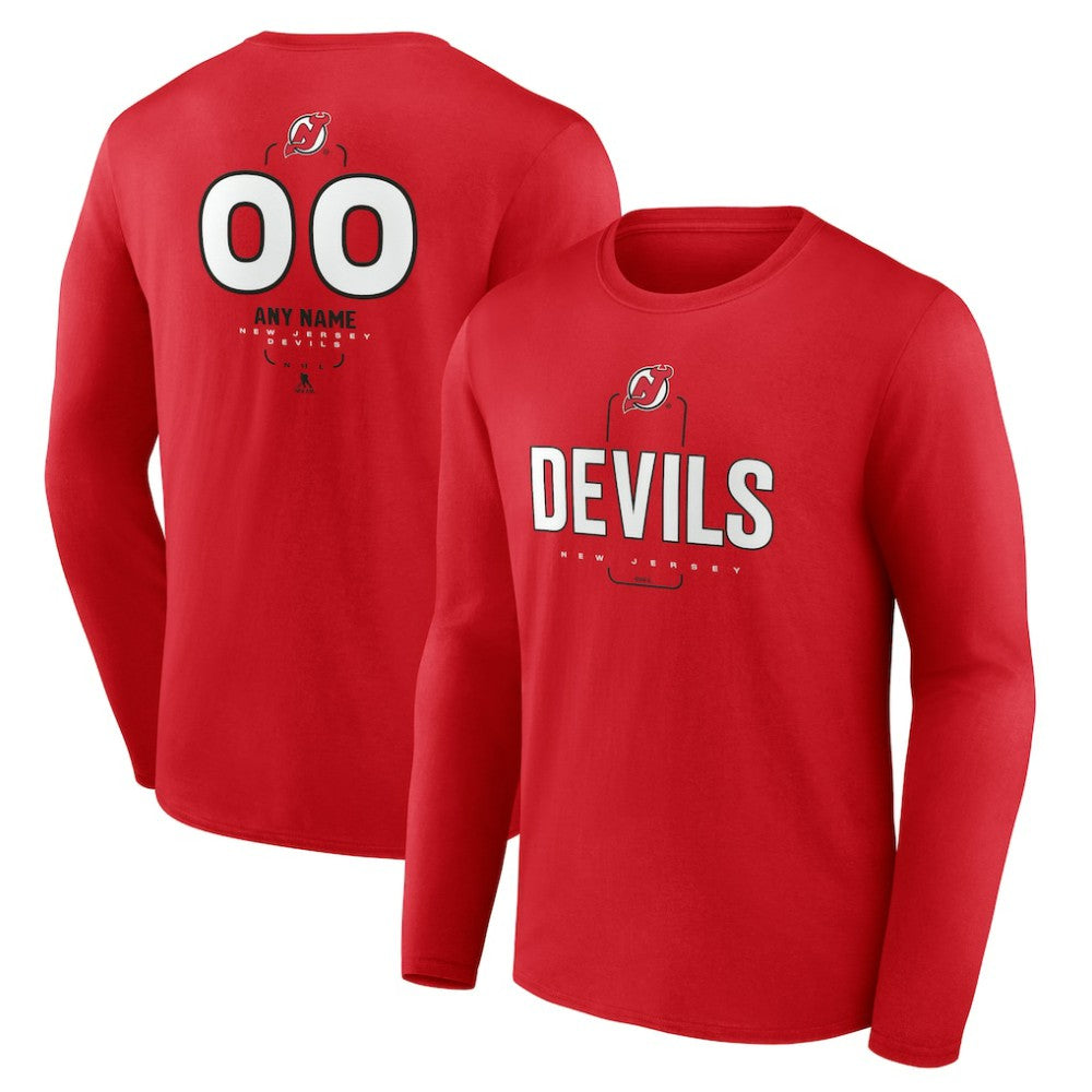New Jersey Devils Personalized Name & Number Midfielder Long Sleeve T-Shirt - Red | NHL sale