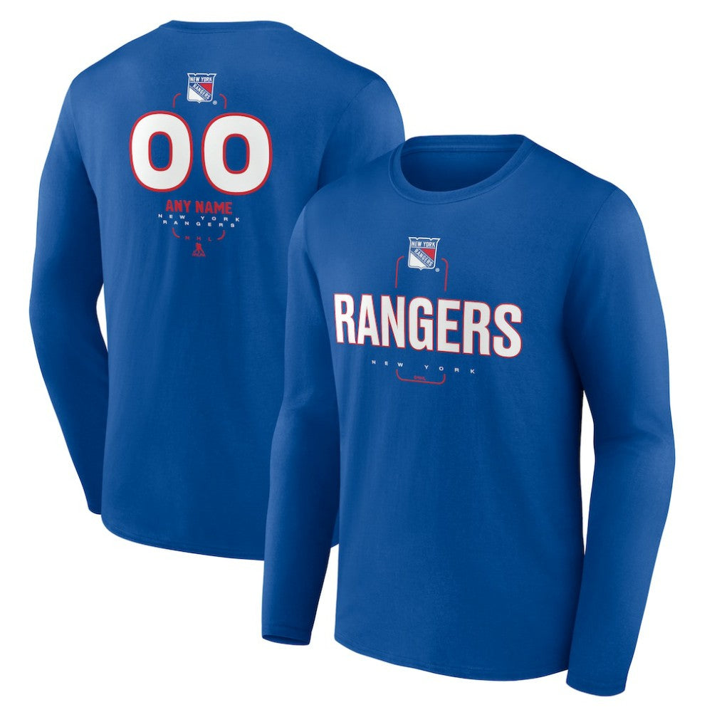 New York Rangers Personalized Name & Number Midfielder Long Sleeve T-Shirt - Blue | NHL discount