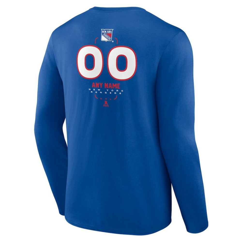 New York Rangers Personalized Name & Number Midfielder Long Sleeve T-Shirt - Blue | NHL discount