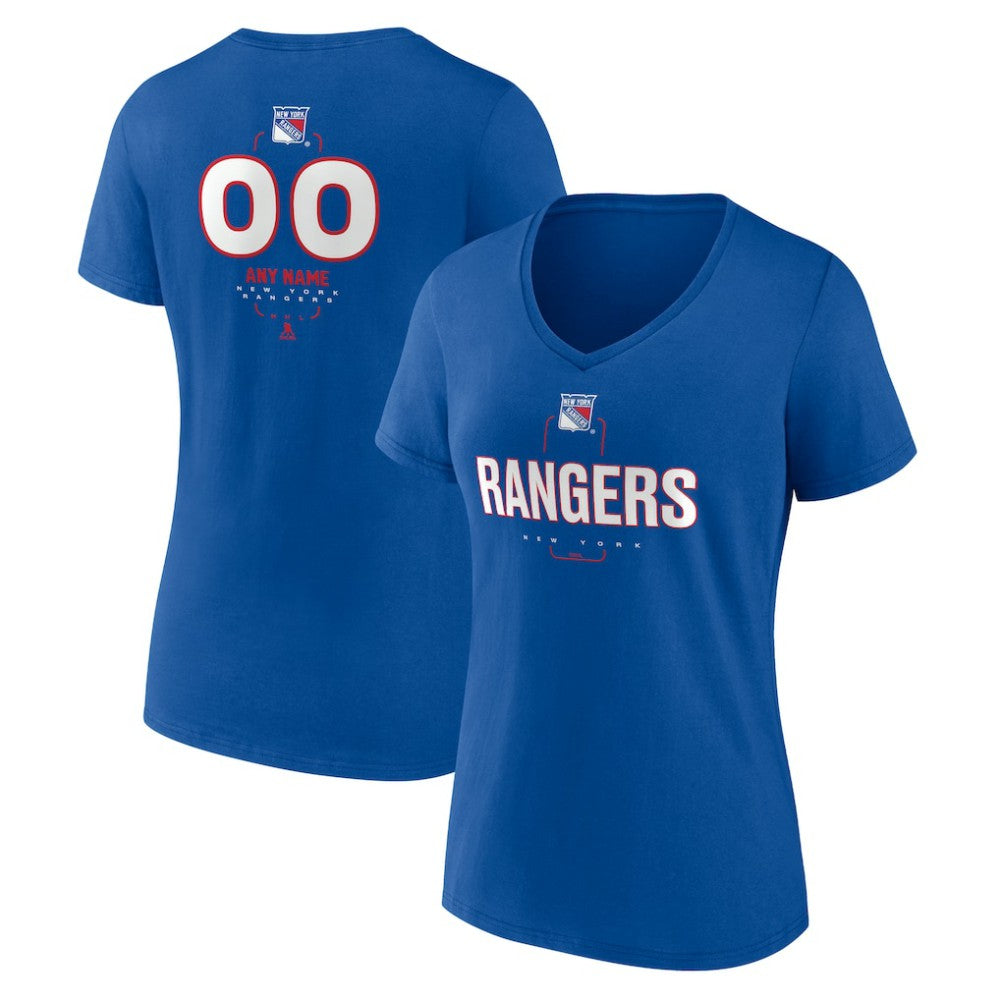 New York Rangers Women's Personalized Name & Number Midfielder V-Neck T-Shirt - Blue | NHL online