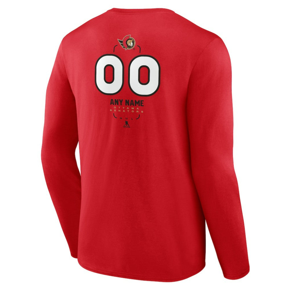 Ottawa Senators Personalized Name & Number Midfielder Long Sleeve T-Shirt - Red | NHL sale