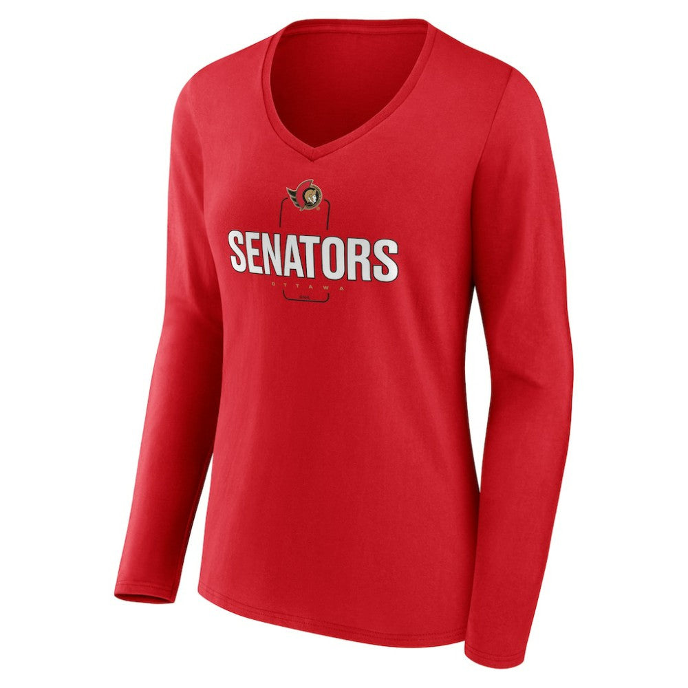 Ottawa Senators Women's Personalized Name & Number Midfielder Long Sleeve V-Neck T-Shirt - Red | NHL on sale