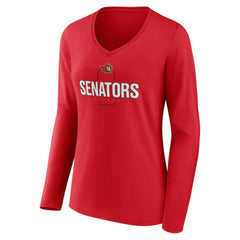 Ottawa Senators Women's Personalized Name & Number Midfielder Long Sleeve V-Neck T-Shirt - Red | NHL on sale
